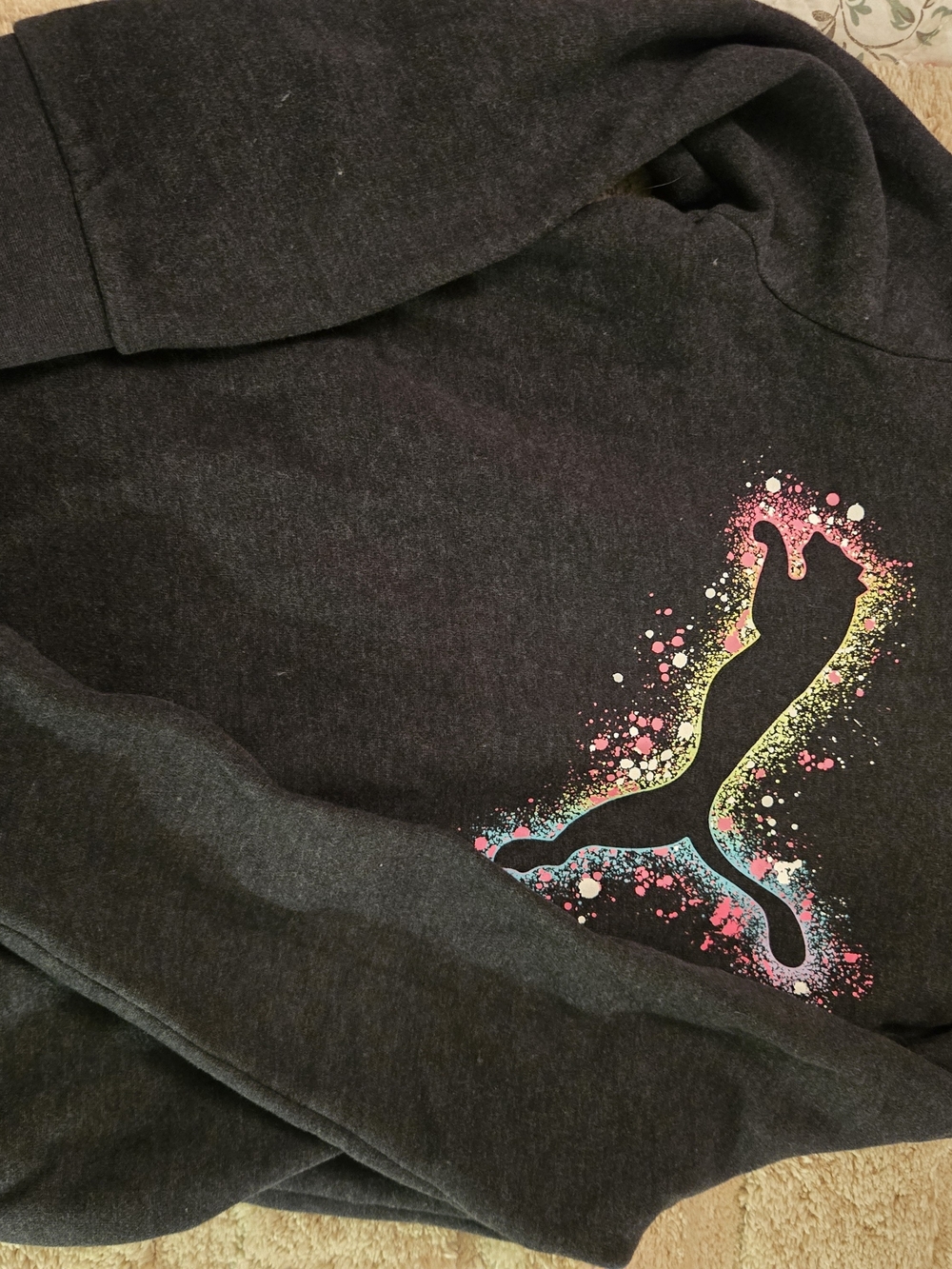 Dark Gray Hoodie with Neon Splash Puma Logo